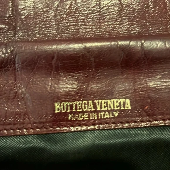 Bottega Veneta Rare Vintage Burgandy Envelope Leather Clutch - Picture 7 of 13